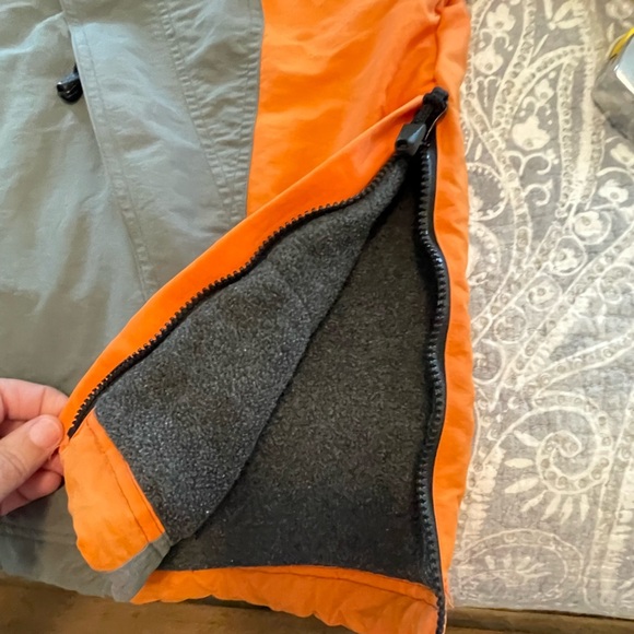 Old Navy Vtg Jacket hooded Windbreaker men gray orange Fleece Lined Pullover - Picture 9 of 9